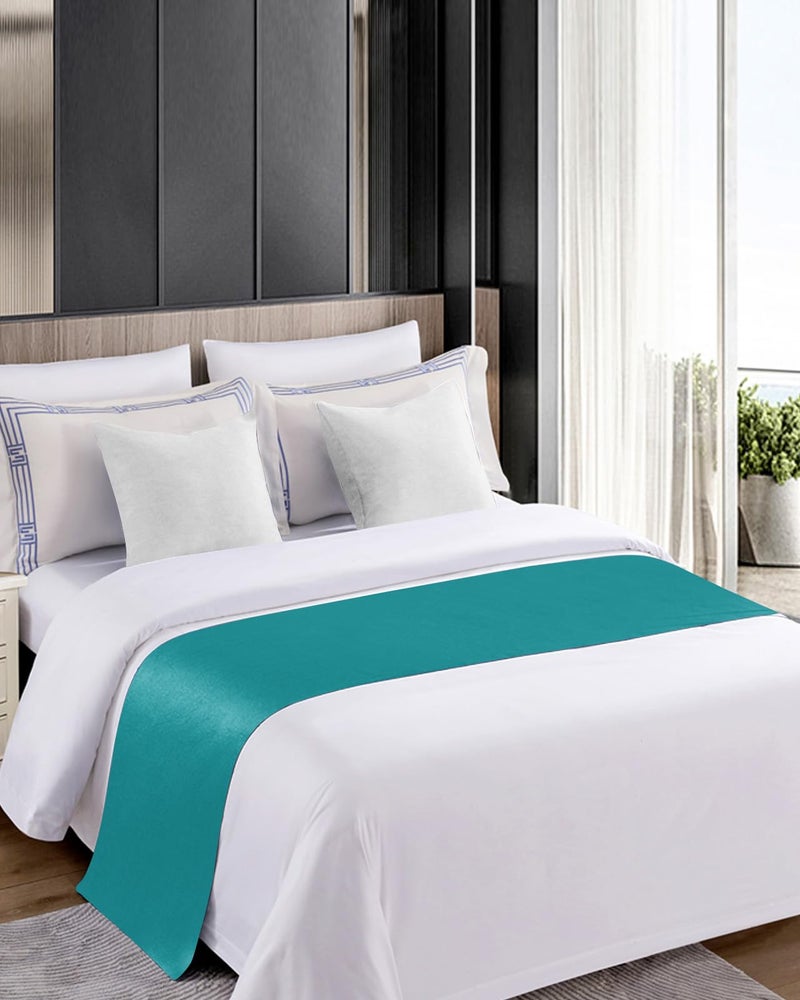 Teal Bed Runner 94x20 Inches for King Bed Modern Decorative Throw Foot of Bed Protector - Image 5