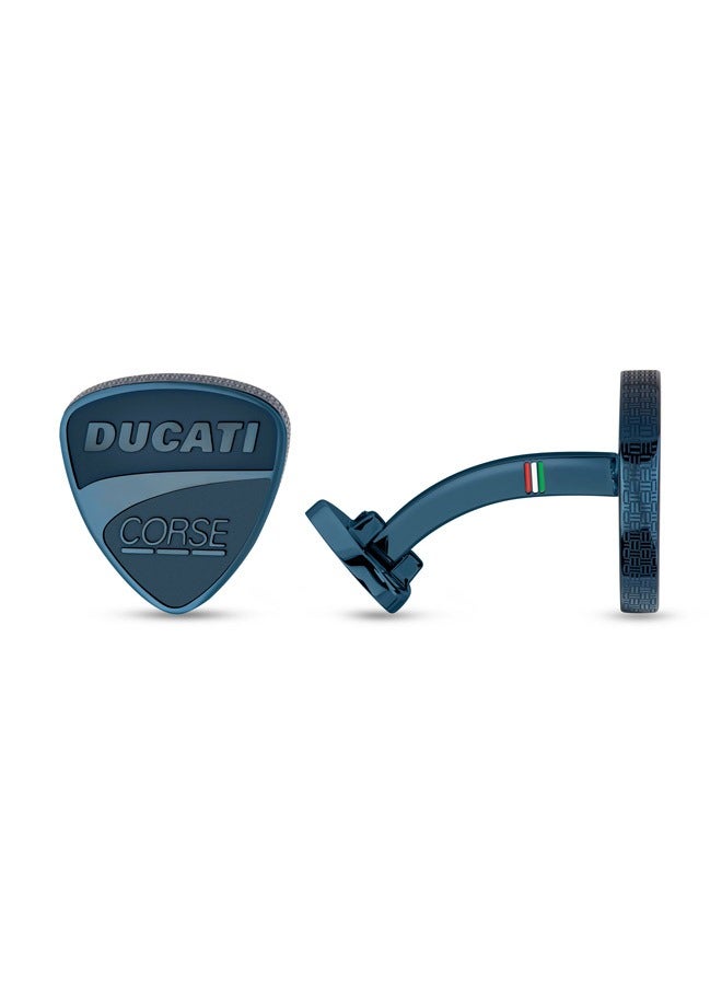 Ducati Scudetto Silver and Blue Cufflinks For Men - Image 2