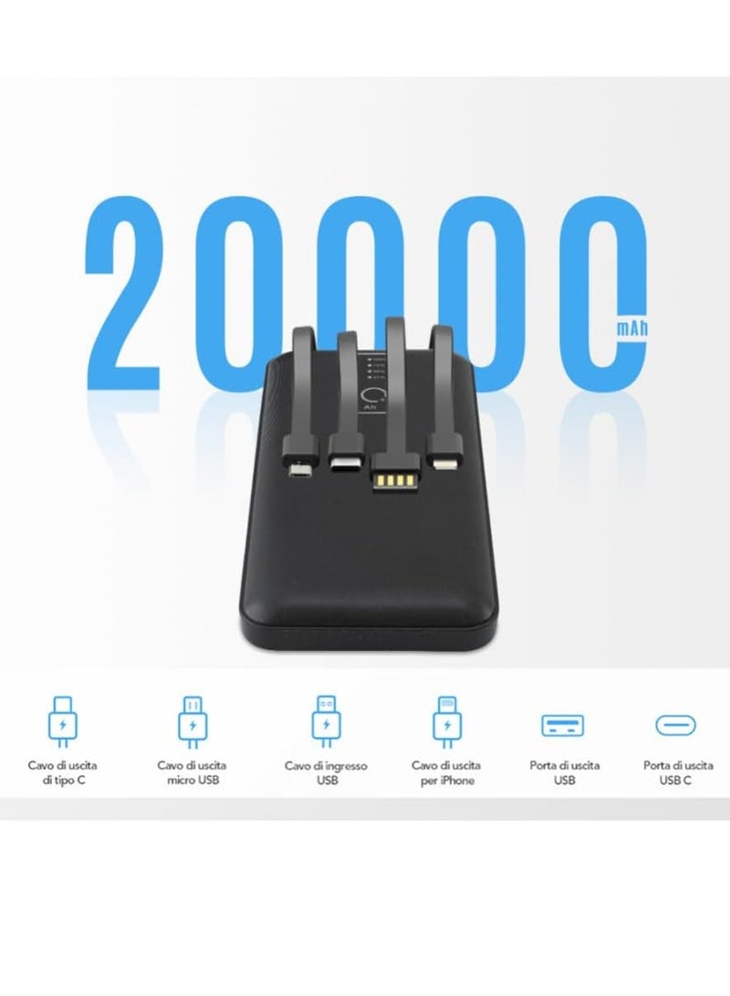 ELTRAZONE Power Bank 20,000mAh Portable Charger – High-Capacity External Battery Pack with Built-in 4 USB Charging Cables | Fast Charging Power Bank for iPhone, Android, Type-C, Micro USB | Lightweight, Travel-Ready Power Backup for All Devices - Image 2