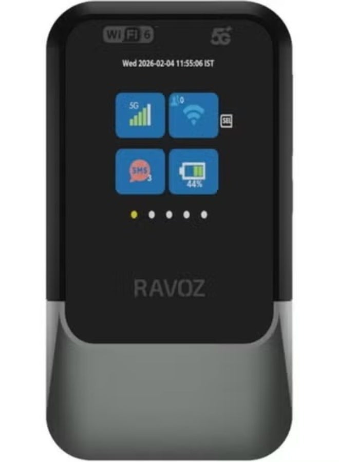 Ravoz GoFi 5G Portable MiFi Router, Wireless WiFi, 6 Hotspot Device, eSIM and Nano SIM Support, TFT Display Screen, Connect up to 31 Devices, 12 Hour Battery Life, High Speed Internet | GoFi 5G+ - Image 1
