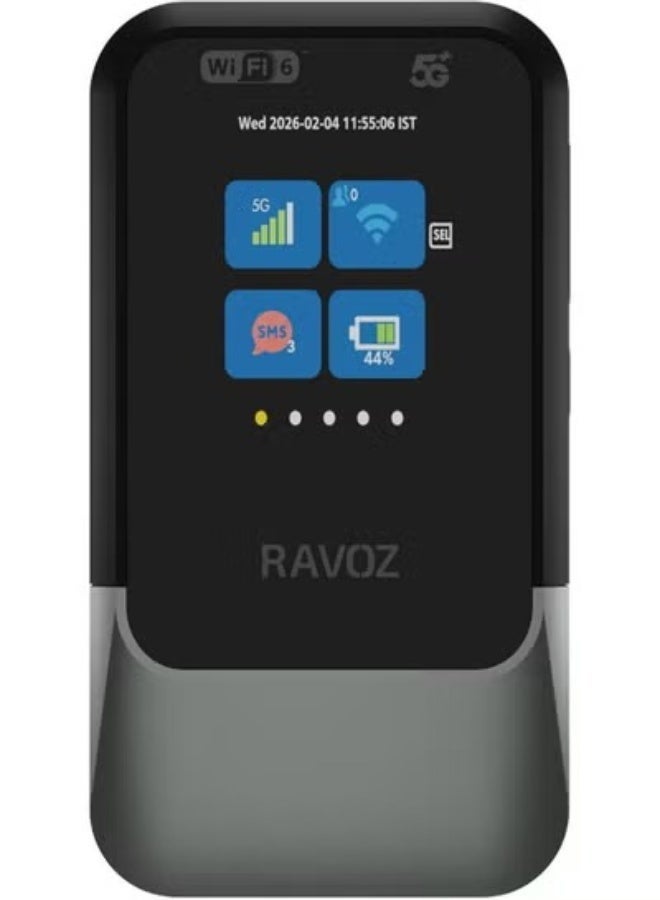 Ravoz GoFi 5G Portable MiFi Router, Wireless WiFi, 6 Hotspot Device, eSIM and Nano SIM Support, TFT Display Screen, Connect up to 31 Devices, 12 Hour Battery Life, High Speed Internet | GoFi 5G+ - Image 4