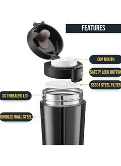 Generic Stainless Steel Thermos with Infuser and Mug for Tea and Coffee Smart LCD Touch Screen Keeps Cold or Hot Drinks Warm Shockproof and Leakproof 18 oz (Grey, 380 ml)  - Image 2