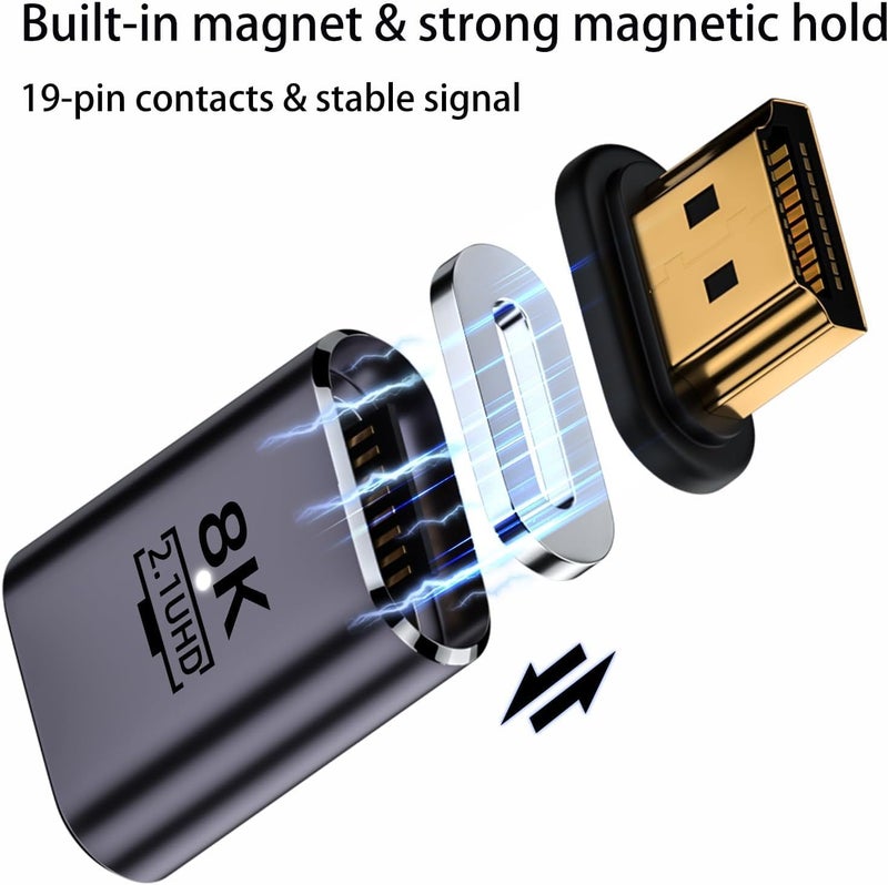 بلاي اكس محول HDMI 2.1 مغناطيسي، 8K@60Hz، UHD 2.1، مؤشر LED، غلاف PVC، مطلي بالذهب، متعدد الوظائف - Image 2