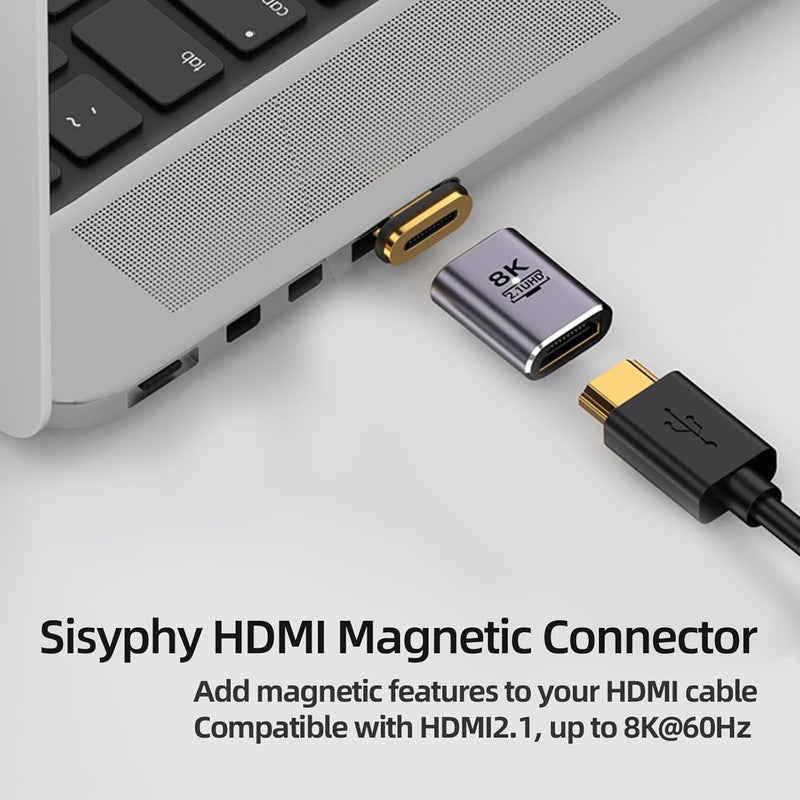 بلاي اكس محول HDMI 2.1 مغناطيسي، 8K@60Hz، UHD 2.1، مؤشر LED، غلاف PVC، مطلي بالذهب، متعدد الوظائف - Image 3