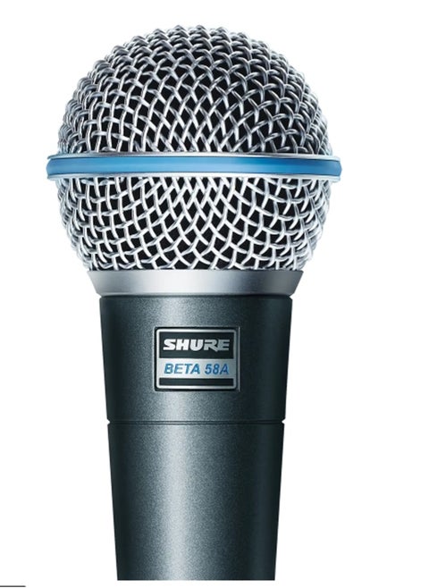 Vocal Microphones - Single-element supercardioid dynamic microphone for stage and studio use, includes A25D adjustable stand adapter, 5/8 to 3/8 inch Euro thread adapter and storage bag Beta 58A Silver