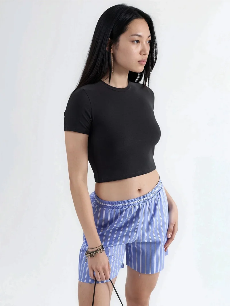 بوسيم BUSEM Crew Neck Crop T-Shirt