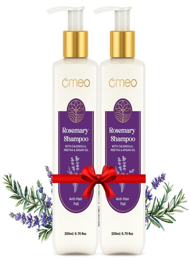 Omeo Rosemary Anti-Hair Fall Shampoo 200ml | Advance Hair Growth Homeopathy Formula | With Rosemary, Argan Oil, Reetha, Shikakai, Peppermint & Thuja Extract | Reduces Hair Loss, Breakage, Frizz Free & Nourished Scalp | All Type Hairs | For Men & Women | Pack of 2 - Image 1