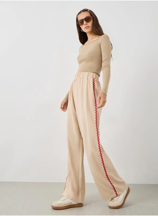 تايك تو Take Two Side Wave Weave Tape Elasticated Waistband Pants