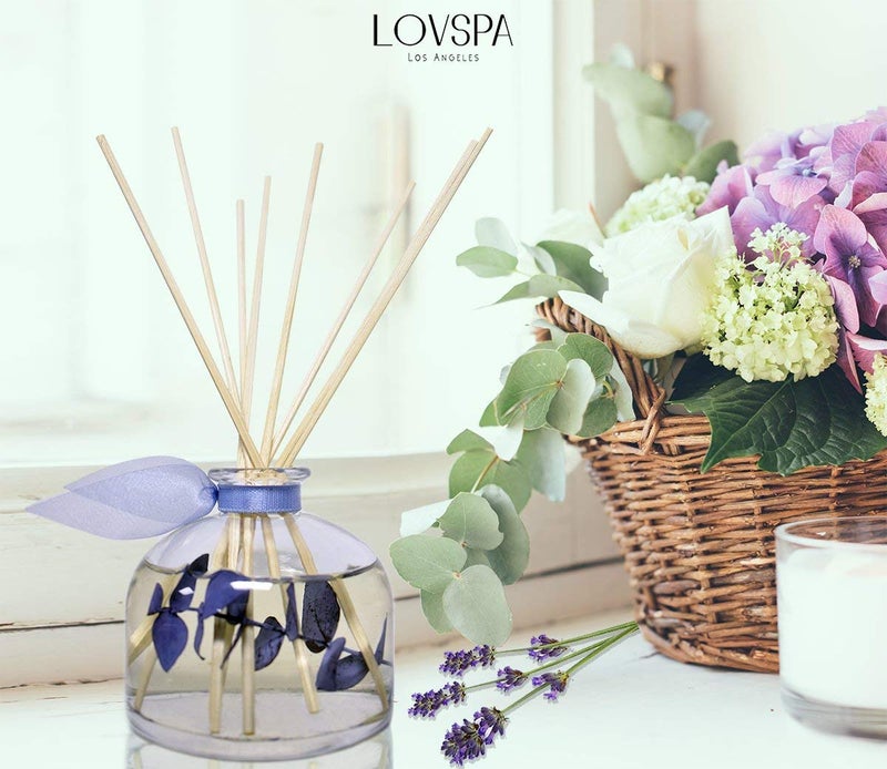 LOVSPA Reed Diffuser Set, DE-Stress Lavender Eucalyptus Scented Oil Diffuser with Sticks, Home Fragrance Accessories for Bathroom Shelf Decor, Aroma Diffusers for Home or Office Desk, USA Made - Image 3