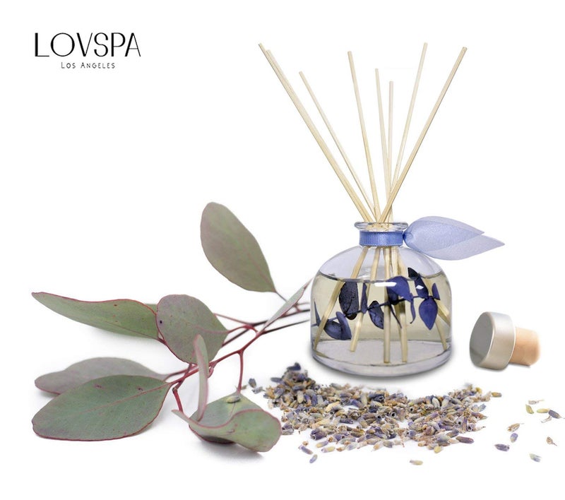 LOVSPA Reed Diffuser Set, DE-Stress Lavender Eucalyptus Scented Oil Diffuser with Sticks, Home Fragrance Accessories for Bathroom Shelf Decor, Aroma Diffusers for Home or Office Desk, USA Made - Image 5