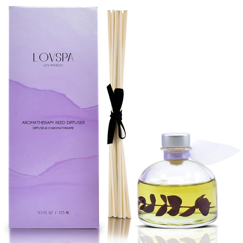 LOVSPA Reed Diffuser Set, DE-Stress Lavender Eucalyptus Scented Oil Diffuser with Sticks, Home Fragrance Accessories for Bathroom Shelf Decor, Aroma Diffusers for Home or Office Desk, USA Made - Image 2