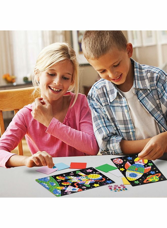 GROIC Mosaic Sticker Art Kits，DIY Sticky Handmade Arts and Crafts Kits for Kids，4 Pack Space Astronaut Theme Fun Activities EVA Sticky Mosaics Sticker Kits - Image 3