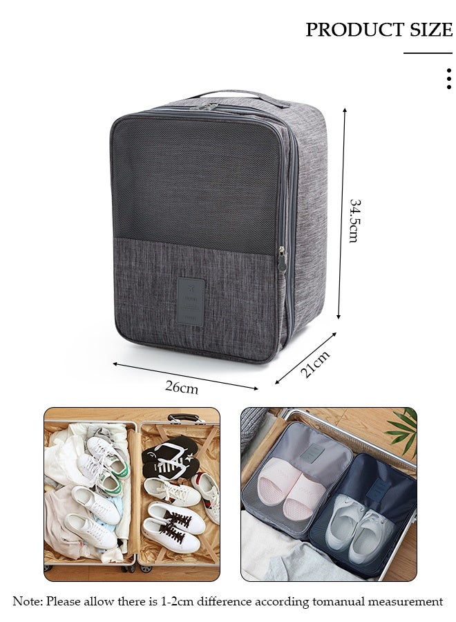 DUNISO Shoe Bags for Travel Holds 3 Pair of Shoes Storage Organizer Travel Bag for Packing Travel Essentials for Flying Carry on Luggage Travel Accessories Grey - Image 2