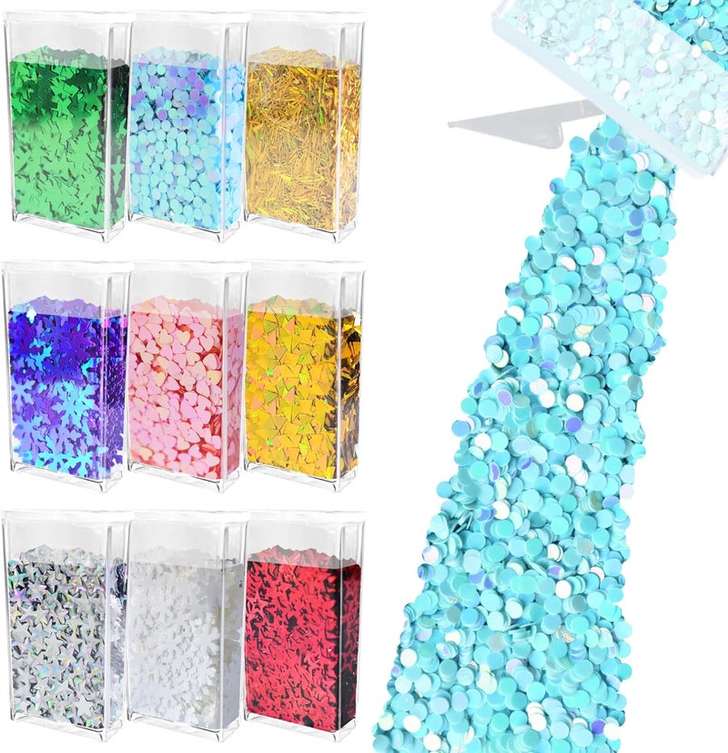 Wenida Glitter Wenida 9 Bottle Christmas Holographic Iridescent Chameleon Laser Festival Sequins Snowflakes Tree Craft Chunky Glitter for Arts Face Hair Body Nail