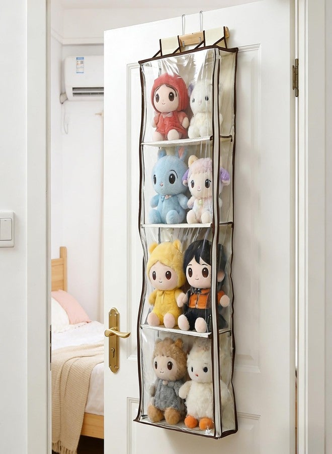Klmnop Over the Door Stuffed Animal Storage, Hanging Plush Holder Organizer with Zippered Dustproof Compartments, Space-Saving Solution for Bedroom or Dorm Room Decor, 4 Layer Transparent - Image 5