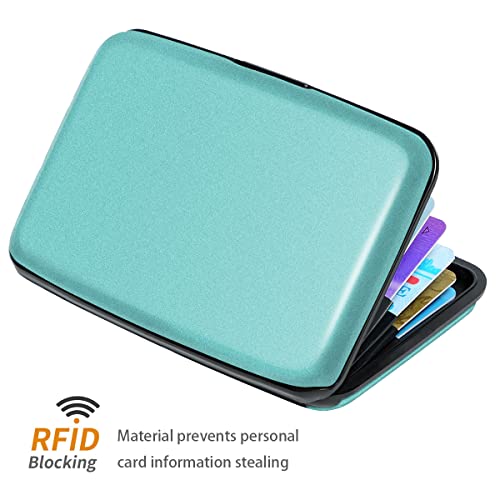 Coco Rossi Mini Credit Card Holder for Women,RFID Blocking Slim Hard Card Case ID Case Travel Wallet, Mint Green - Image 5