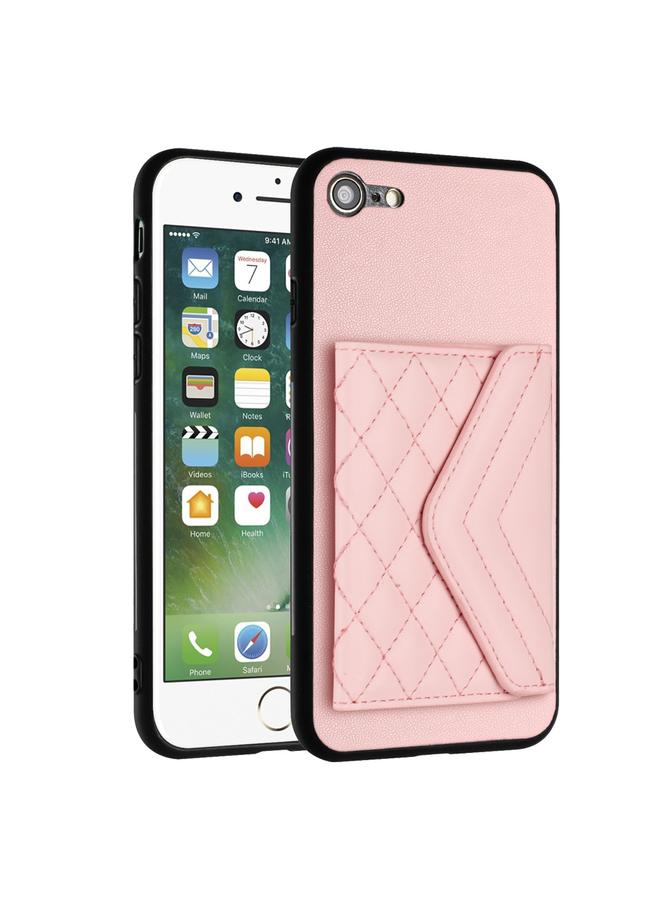 S-TOP Case For iPhone SE 2022 / SE 2020 Rhombic Texture Card Bag RFID Phone Case with Long Lanyard - Image 3