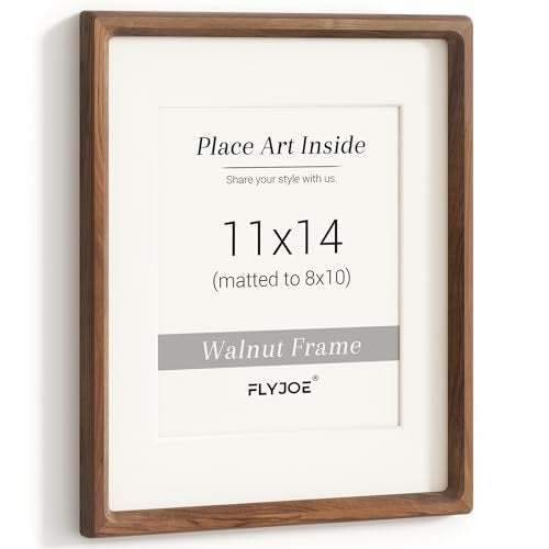 11x14 Picture Frame USASourced Natural Walnut Wood Photo Frame with Tempered Glass Handcrafted Rounded Corner 11 x 14 Wooden Frame Matted to 8x10 Photos Wall or Tabletop Display