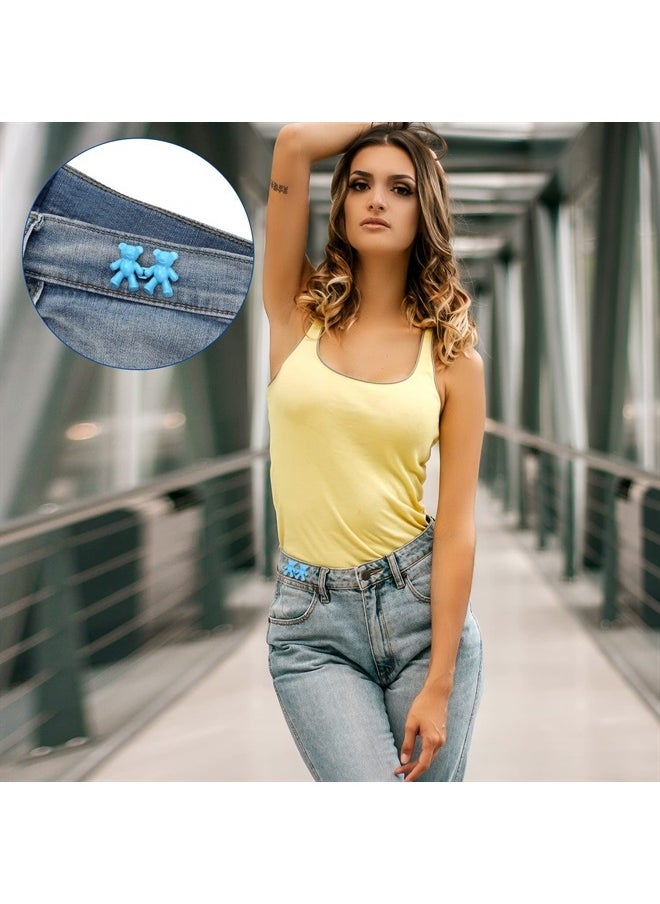 AIEX 6 Pairs Jean Buttons Pins for Loose Jeans, Cute Bear Button Pins for Jeans No Sew & No Tools Detachable Pant Waist Tightener Adjustable Waist Buckle Extender for Jeans Waist (6 Colors) 