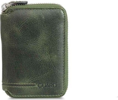 Guard Zippered Antique Green Leather Mini Wallet  - Image 2