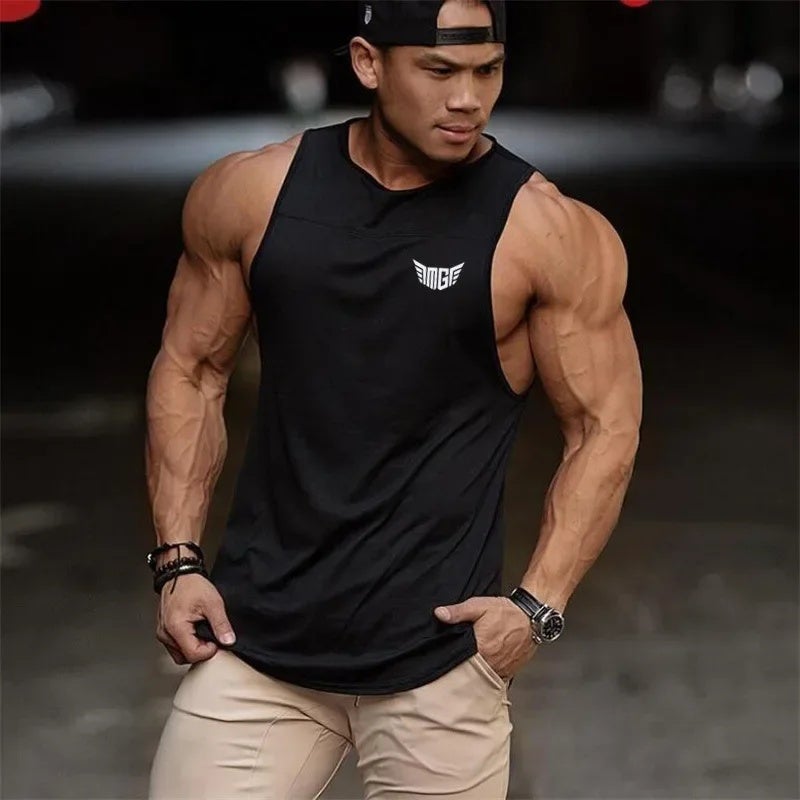 GYM Fitness Sleeveless Vest Summer Sweat Absorbent Breathable Base Shirt Loose Cotton Crewneck Waistcoat Foreign Trade - Image 4