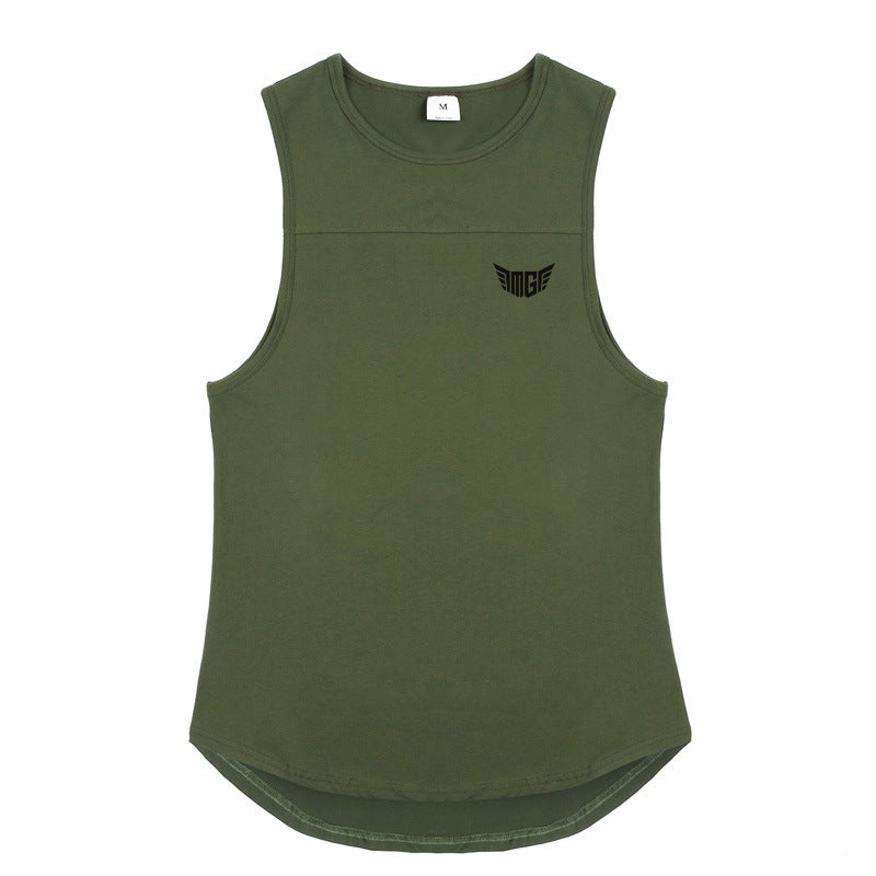 GYM Fitness Sleeveless Vest Summer Sweat Absorbent Breathable Base Shirt Loose Cotton Crewneck Waistcoat Foreign Trade - Image 1