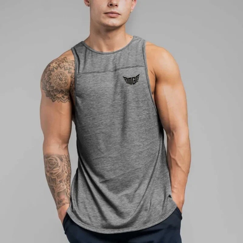 GYM Fitness Sleeveless Vest Summer Sweat Absorbent Breathable Base Shirt Loose Cotton Crewneck Waistcoat Foreign Trade - Image 2