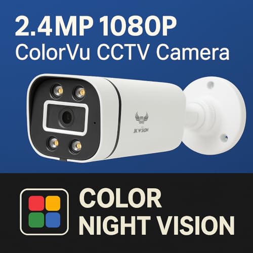JK Vision 2.4MP ColorVu CCTV Camera System for Home, Office, School (1 Bullet, 1 Dome, 500 GB Hard Disk, 4 Channel Power Supply, DVR, 90Mtr Cable, BNC/DC) - Image 2