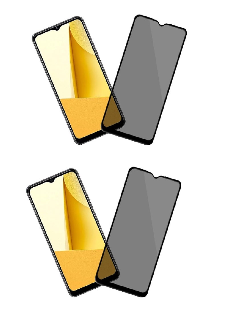 Super 2 Pieces Tempered Glass Screen Protector Anti-Spy Privacy Designed For vivo Y16 Full Screen Coverage And Bubble Free - Image 1