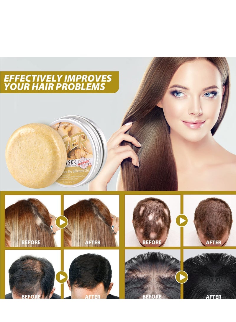 Excefore Ginger Hair Regrowth Shampoo Bar, 2 Pcs Natural Ginger Shampoo Bar, Anti Dandruff, Hair Loss Treatment, Promotes Hair Growth for All Hair Types  - Image 5