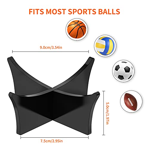 CANIPHA Acrylic Ball Display Stand for Football, Basketball, Soccer, Rugby, Volleyball Sports Ball Storage Rack & Trophy Autograph Memorabilia Display Cases (Black, 6 Pcs) - Image 3