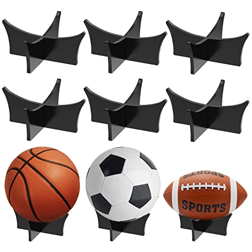 CANIPHA Acrylic Ball Display Stand for Football, Basketball, Soccer, Rugby, Volleyball Sports Ball Storage Rack & Trophy Autograph Memorabilia Display Cases (Black, 6 Pcs) - Image 1