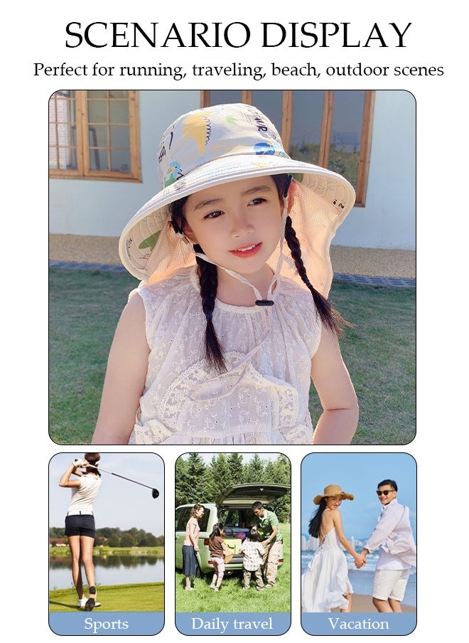 DUNISO Kids Sun Hat UPF 50+ Sun Protection Cap, Wide Brim Beach Hats with Mesh and Adjustable Chin Strap Cartoon Sun Hat for Boys Girls  - Image 4
