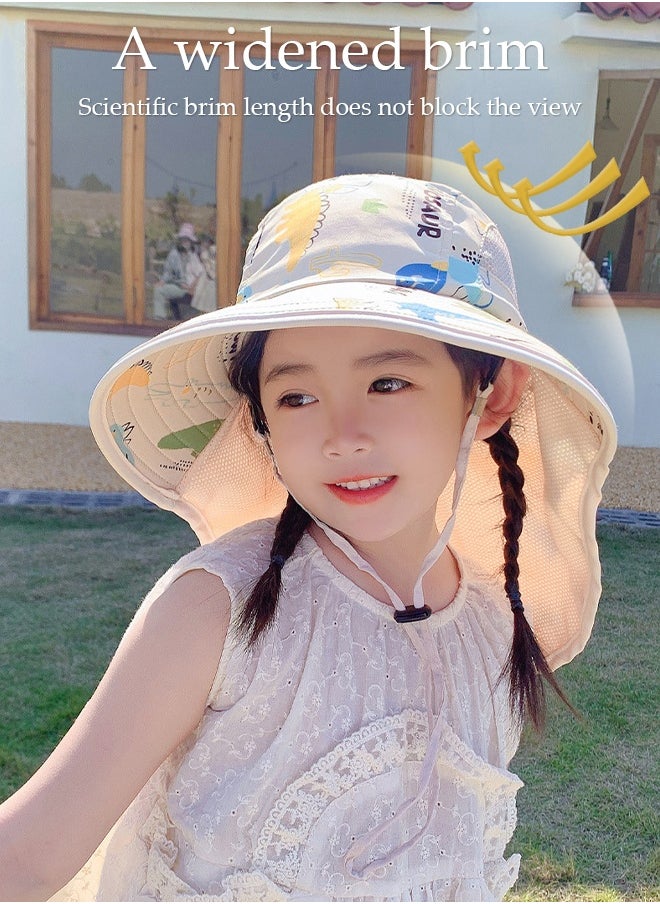 DUNISO Kids Sun Hat UPF 50+ Sun Protection Cap, Wide Brim Beach Hats with Mesh and Adjustable Chin Strap Cartoon Sun Hat for Boys Girls  - Image 2