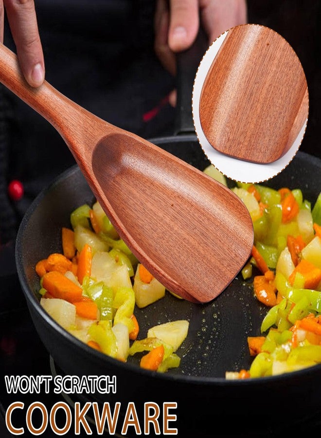 YAPULLYA ملعقة طهي يابوليا لأواني الطهي غير اللاصقة، ملعقة خشبية للطهي والتقليب والغرف والكشط والتقديم، أداة طهي خشبية تجمع بين الملعقة والملعقة في أداة واحدة (خشب السابيلي). - Image 4