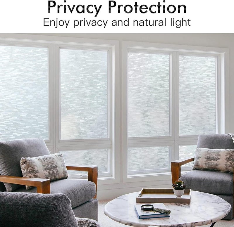 Haton Window Privacy Film, Frosted Glass Static Cling Sun Heat Blocking Window Clings, Frosting Opaque Coverings, Vinyl Removable Stickers Tint for Home Door Office, Non Adhesive 17.5" x 118.1" - Image 2