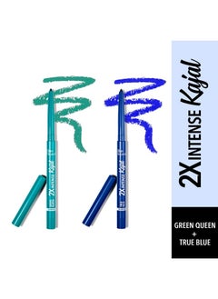 Blue Heaven Blue Heaven 2X Intense Kajal Combo Green Queen And True Blue | With Soothing Aloe Vera | Upto 24Hr Stay | Long Lasting And Smudge Proof Pencil | Matte Finish| Pack Of 2 | 0.30G Each, Multicolor  - Image 2