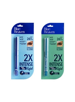 Blue Heaven Blue Heaven 2X Intense Kajal Combo Green Queen And True Blue | With Soothing Aloe Vera | Upto 24Hr Stay | Long Lasting And Smudge Proof Pencil | Matte Finish| Pack Of 2 | 0.30G Each, Multicolor  - Image 1