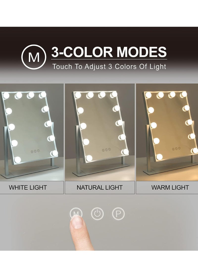مرآة بها 12 مصباح LED مع تحكم في الضوء عن طريق اللمس - Image 2