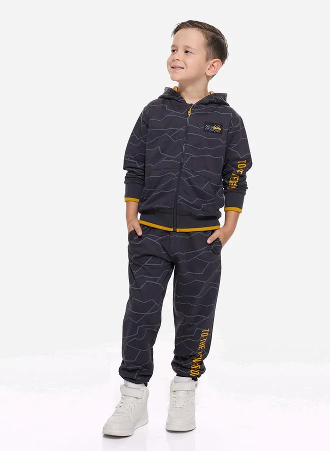 victor and jane All-Over Print Full zipper Hoodie & Joggers Set by Styli