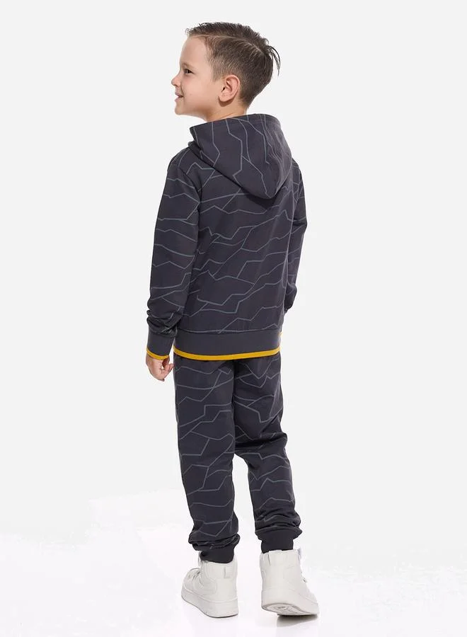 victor and jane All-Over Print Full zipper Hoodie & Joggers Set by Styli