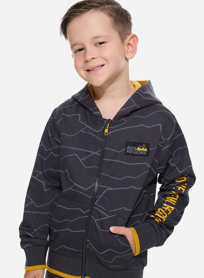 victor and jane All-Over Print Full zipper Hoodie & Joggers Set by Styli