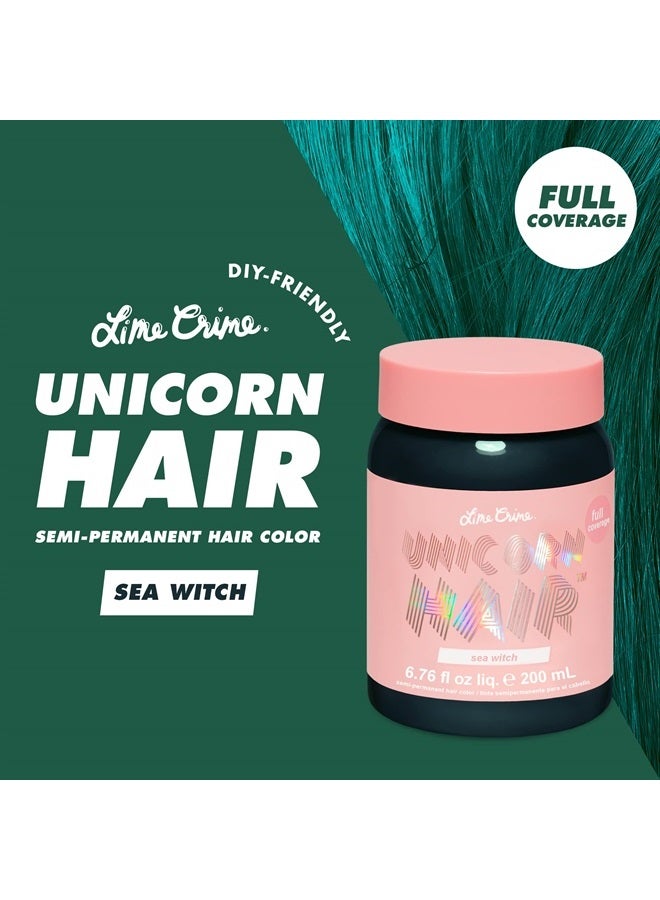 Lime Crime Unicorn Hair Dye Full Coverage, Sea Witch (Rich Teal) - Vegan and Cruelty Free Semi-Permanent Hair Color Conditions & Moisturizes - Temporary Green Hair Dye With Sugary Citrus Vanilla Scent - Image 2