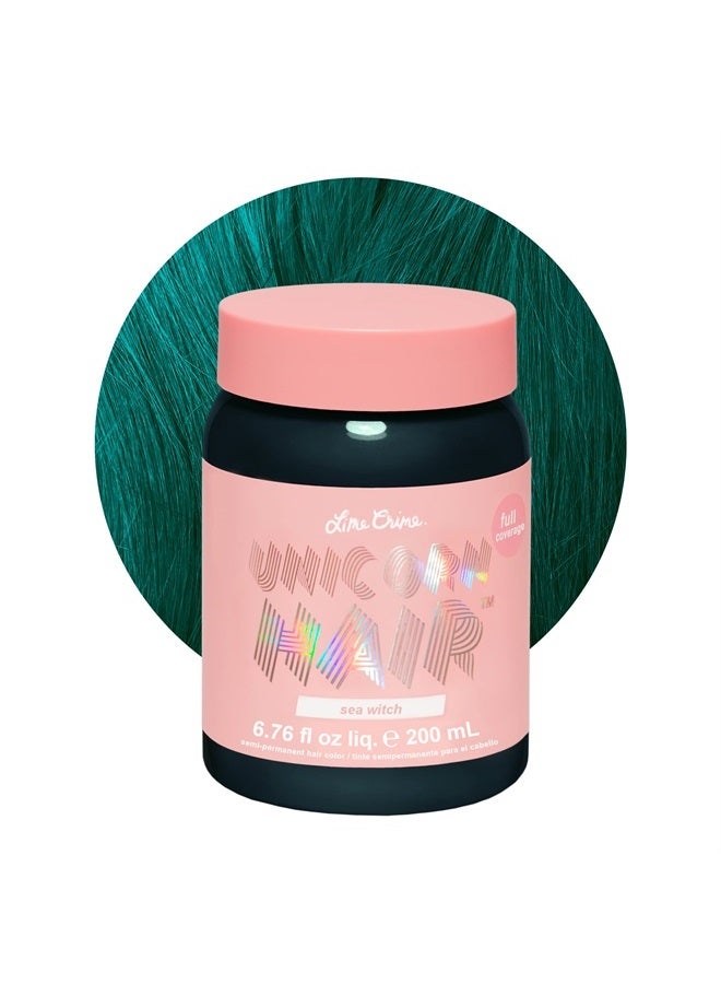 Lime Crime Unicorn Hair Dye Full Coverage, Sea Witch (Rich Teal) - Vegan and Cruelty Free Semi-Permanent Hair Color Conditions & Moisturizes - Temporary Green Hair Dye With Sugary Citrus Vanilla Scent - Image 1