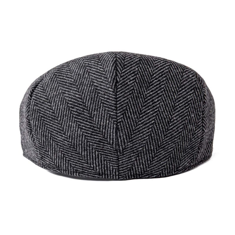 FEINION Men's Wool Tweed Newsboy Ivy Cap Gatsby Golf Flat Hat (Herringbone Grey, 7 1/2) - Image 4