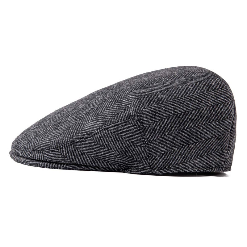 FEINION Men's Wool Tweed Newsboy Ivy Cap Gatsby Golf Flat Hat (Herringbone Grey, 7 1/2) - Image 2