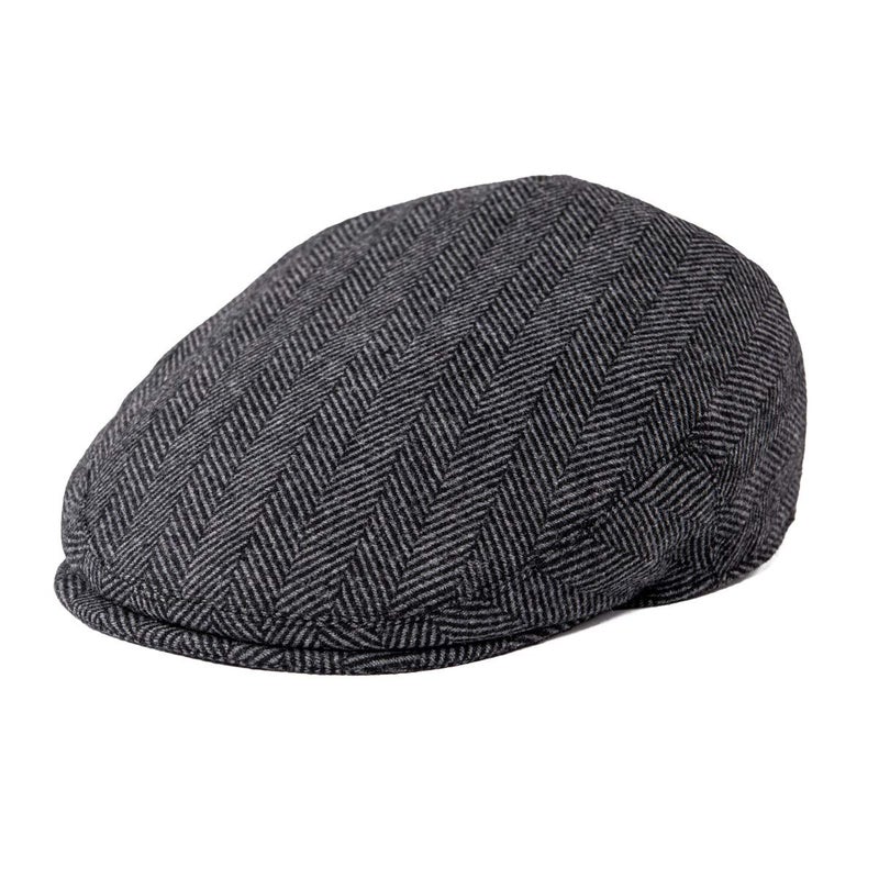 FEINION Men's Wool Tweed Newsboy Ivy Cap Gatsby Golf Flat Hat (Herringbone Grey, 7 1/2) - Image 1