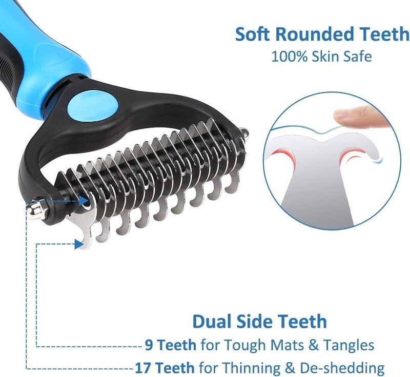 BROCCOLIN Pet Grooming Brush for Dogs & Cats - Double-Sided Dematting & Deshedding Tool for Undercoat, Shedding, Tangles, Mats & Hairballs - Gentle, Safe Grooming Comb for Short & Long Haired Pets - Image 2