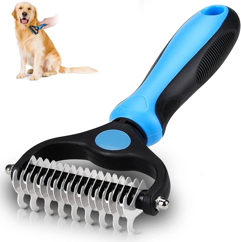 BROCCOLIN Pet Grooming Brush for Dogs & Cats - Double-Sided Dematting & Deshedding Tool for Undercoat, Shedding, Tangles, Mats & Hairballs - Gentle, Safe Grooming Comb for Short & Long Haired Pets - Image 1