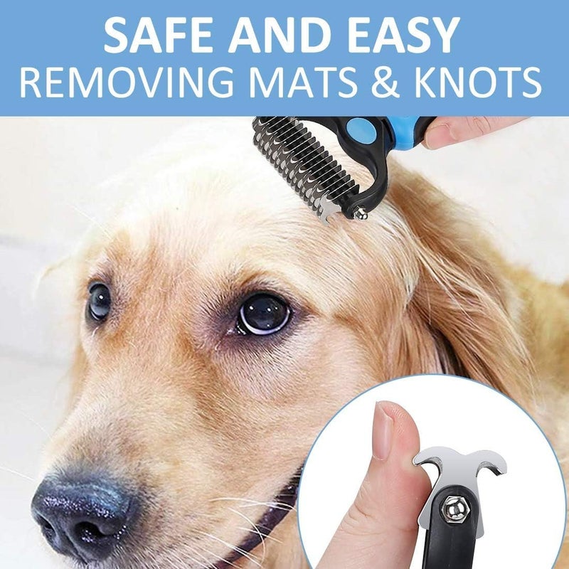 BROCCOLIN Pet Grooming Brush for Dogs & Cats - Double-Sided Dematting & Deshedding Tool for Undercoat, Shedding, Tangles, Mats & Hairballs - Gentle, Safe Grooming Comb for Short & Long Haired Pets - Image 3